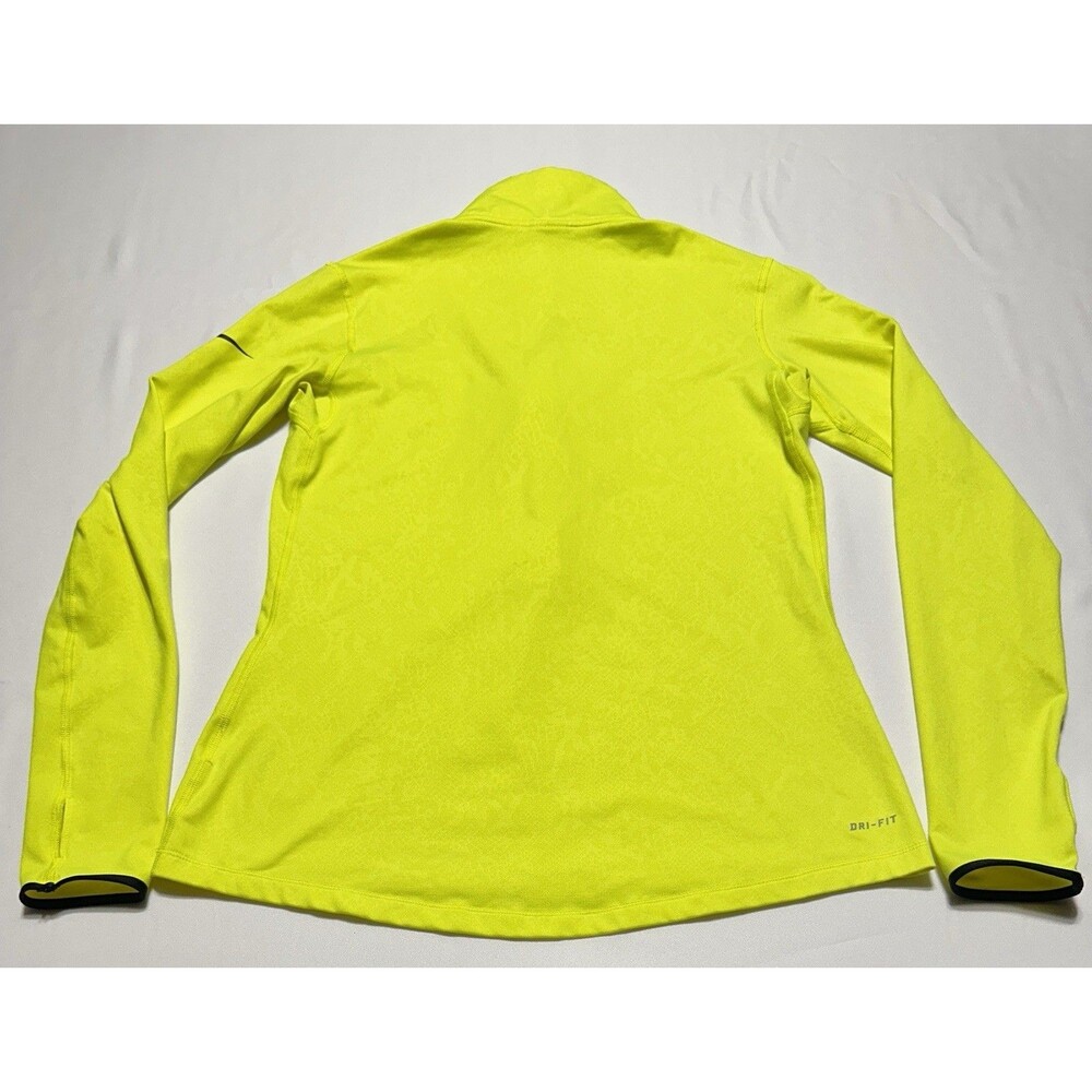 Nike Pro Dri Fit HyperWarm 1/2 Zip Pullover Running Yellow Women’s Large *READ - Picture 4 of 13